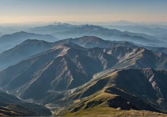 Mountain ranges on a sunny day