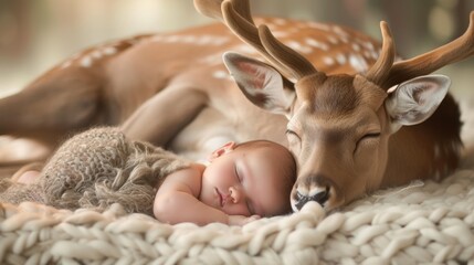 lullaby baby, cute deer and sleeping baby