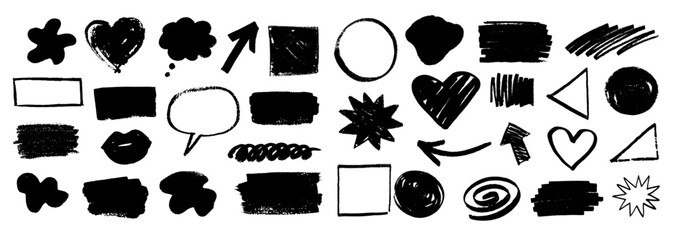 Vector illustration collection of grunge hand drawn abstract shapes