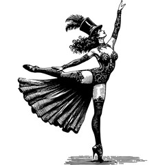 Vintage Dancing Woman - obrazy, fototapety, plakaty