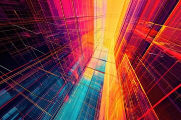 An energetic and dynamic abstract background featuring vibrant lines and a variety of colors, Bold...