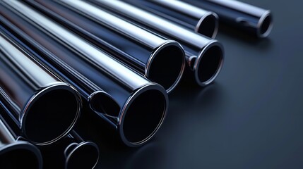 Metal pipes in closeup against a white background a stack of iron pipes with space, Generative AI.