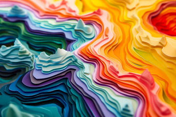 Colorful paper background - Abstract topography landscape
