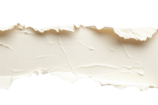 Ripped paper tear from notebook or sheet isolated on transparent png background, cutout paper, blank note piece.