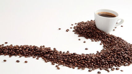 Whiplash Style, Coffee Cup and Beans Composition