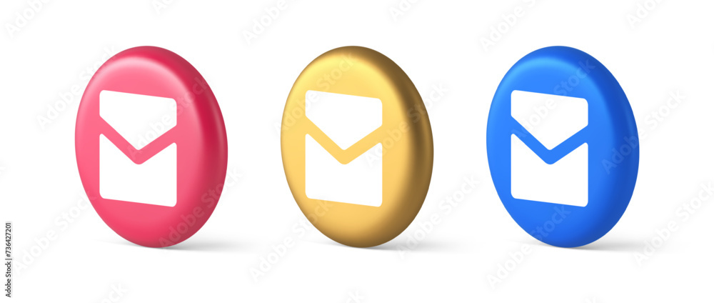Poster email letter incoming message closed envelope mobile application button 3d realistic isometric icon