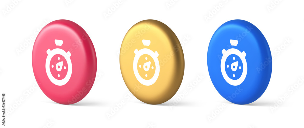 Poster stopwatch button timer speed time counting application panel interface 3d realistic isometric icon