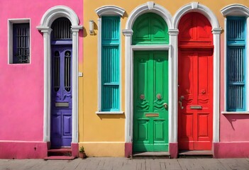 Fototapeta premium colorful doors in island