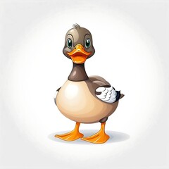 Cute Cartoon Duck, Vector illustration dog on a white background..
