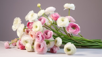 charm of a pink and white ranunculus bouquet, showcasing the soft and delicate floral arrangement