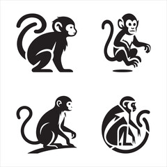 Pristine Silhouette Vector design of a monkey - obrazy, fototapety, plakaty