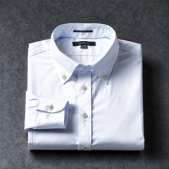A white dress shirt is neatly folded on a dark surface. ai generative