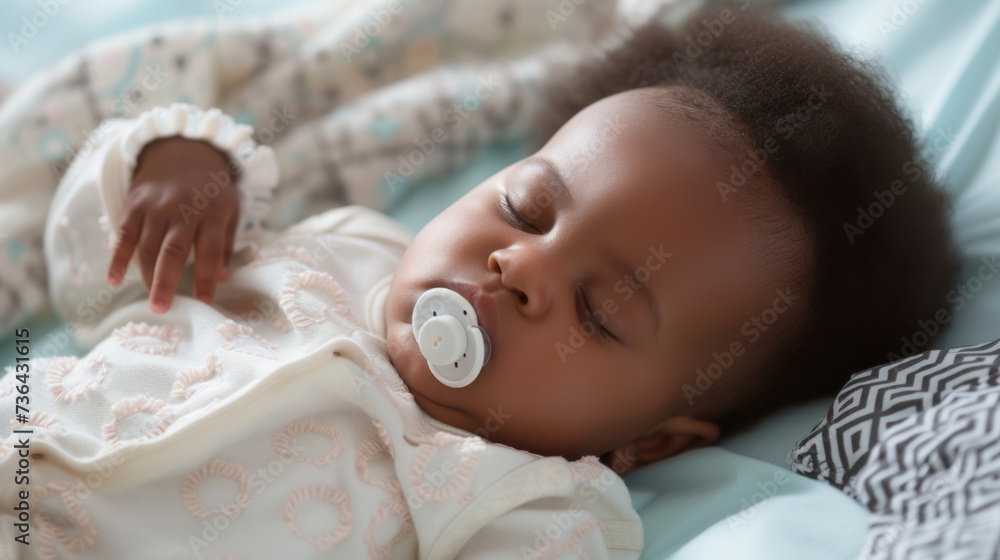 Sticker sleeping baby with full cheeks and dark hair