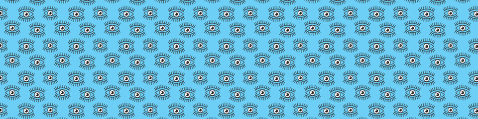 Blue Evil Eye Seamless Pattern Vector and Illustration