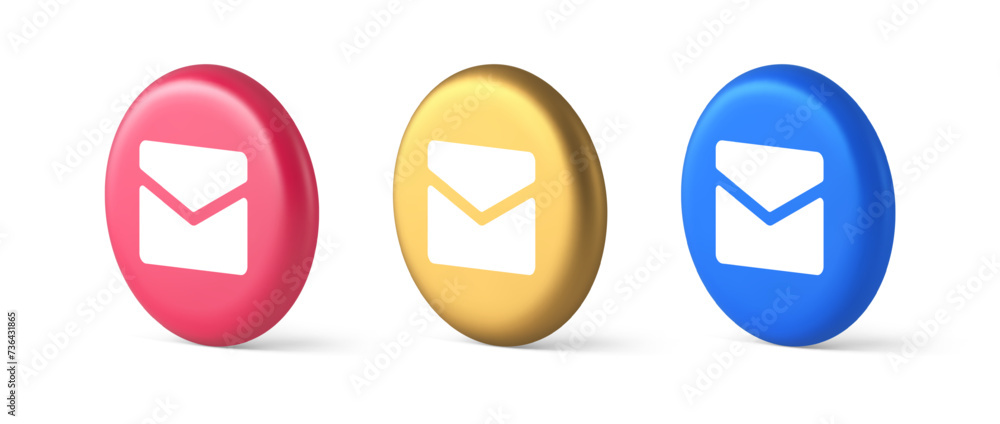 Poster newsletter inbox chat message button remotely communication digital notification 3d circle icon