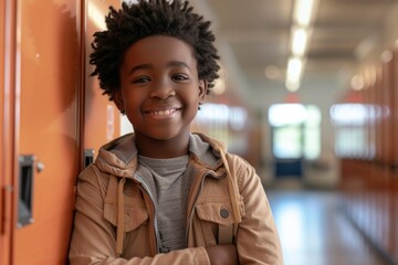 Portrait of a smiling african american male elementary school student