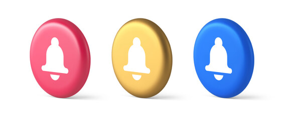 Bell ring audio sound button signal push reminder cyberspace interface notification 3d icon