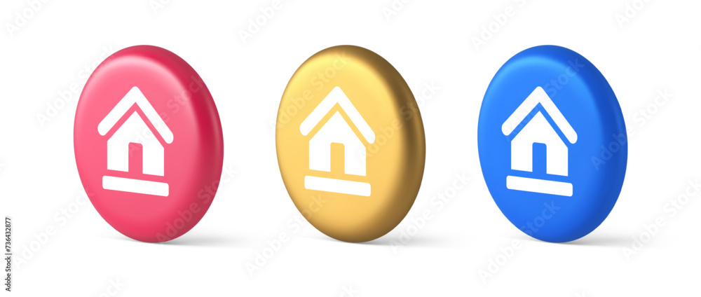 Poster homepage main page cyberspace address button web interface menu emblem 3d isometric circle icon