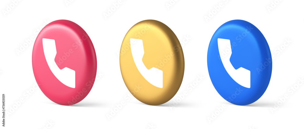 Poster phone call contact voice communication button web application design 3d isometric circle icon