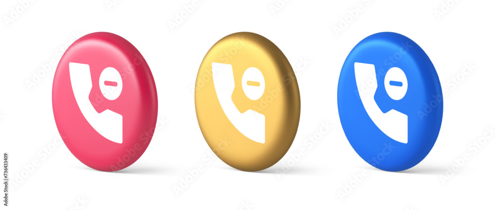 Poster phone call delete contact communication button voice conversation web interface app 3d circle icon