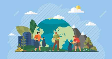 Waste pollution vector illustration. Zero waste initiatives play crucial role in minimizing waste generation and reducing pollution Waste reduction and recycling efforts contribute to environmental