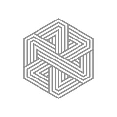 Modern monogram, emblem, logo. Hexagon, cube of the parallel stripes.