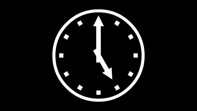 5 O Clock face icon animated white color in black background