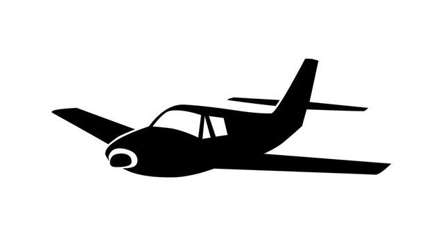 Airplane sign animated black color in white background
