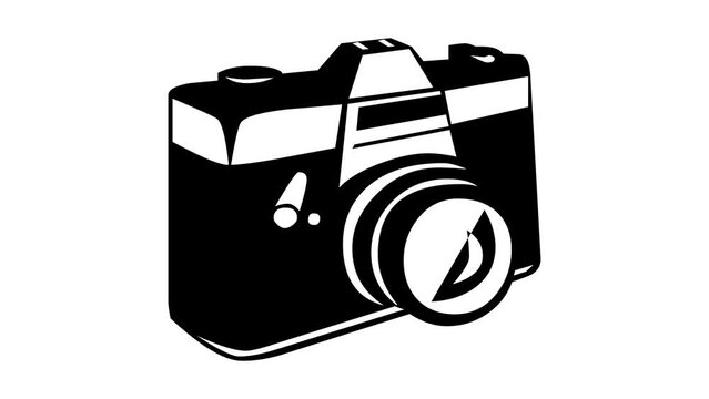 Camera shape sign icon animation black color in white background