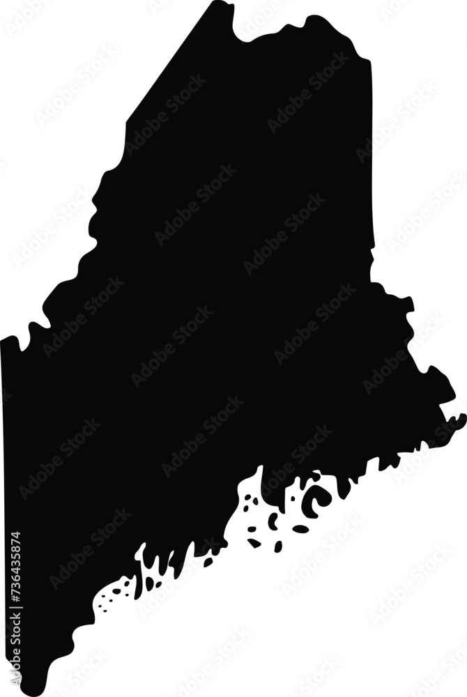 Wall mural High detailed vector map - Maine Maine black map on white background vector