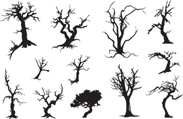 Set Trees. Hand drawn vector illustration