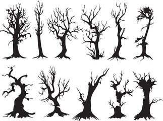 Set Trees. Hand drawn vector illustration