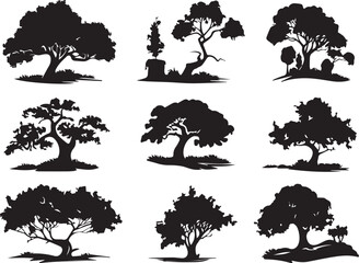 Set Trees. Hand drawn vector illustration