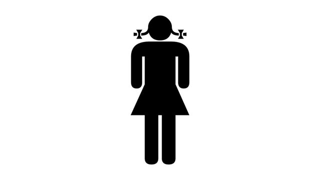 Girl sign icon shape animated black color in white background