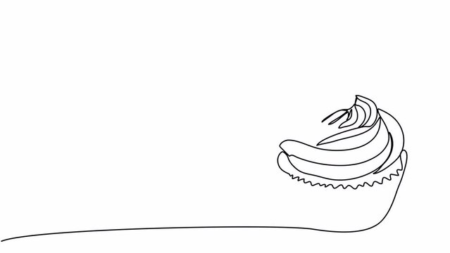 Cupcake, one line drawing animation. Video clip with alpha channel.