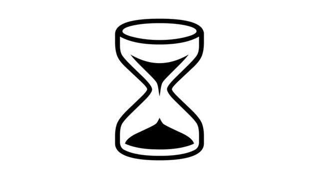 Hourglass shape icon animated black color in white background