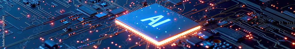 Poster a computer chip with ai written on it