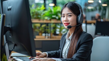 Customer service representative working in call centre. Dedicated and focused, ensuring customer satisfaction every time.