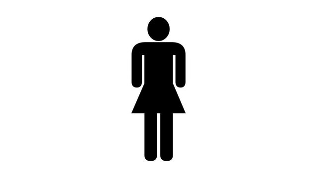 Woman sign icon animated black color in white background