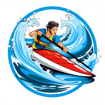 man paddleboarding blue water waves clip art preview