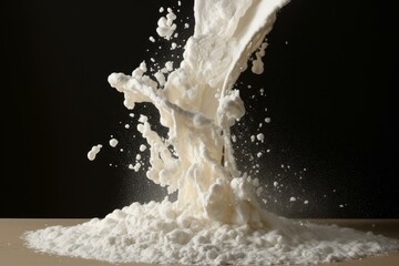 Pile powdered milk. Flour vitamin source. Generate Ai - obrazy, fototapety, plakaty