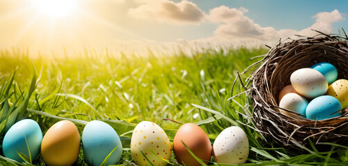 EASTER EGGS IN GRASS FIELD