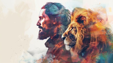 Divine Profile: Jesus Christ and the Lion of Judah Generative AI