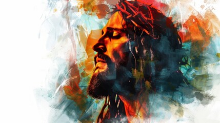 Watercolor Illustration of Jesus Christ for Easter Generative AI Generative AI