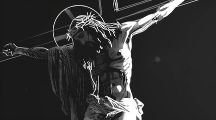 Avanrgard's Stylized Interpretation of Jesus on the Cross Generative AI