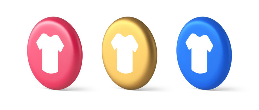 T shirt online shopping button internet order purchasing 3d realistic isometric circle icon