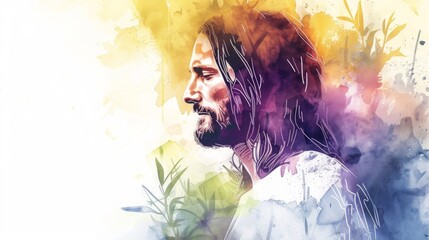 Jesus' Resurrection: A Biblical Watercolor Illustration Generative AI
