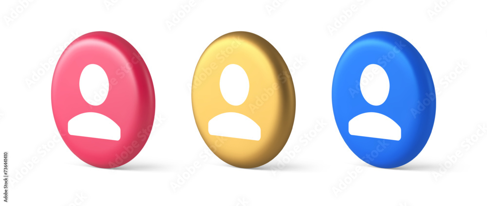 Poster user person human contact button cyberspace account information web app 3d realistic circle icon