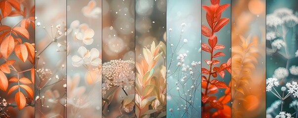 Vertical Nature Banners: Celebrating the Enchanting Beauty of Every Season. Concept Spring Blossoms, Summer Sunsets, Autumn Foliage, Winter Wonderland, Captivating Landscapes