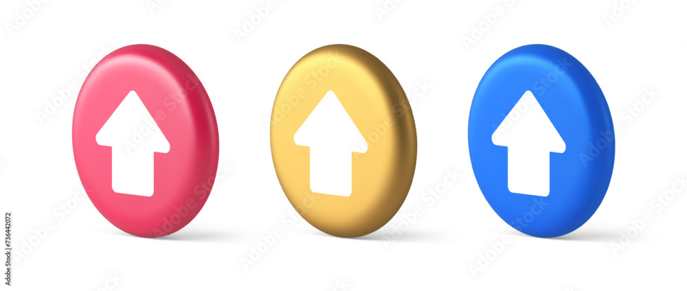 Poster arrow up button directional pointer cyberspace cursor 3d realistic isometric circle icon